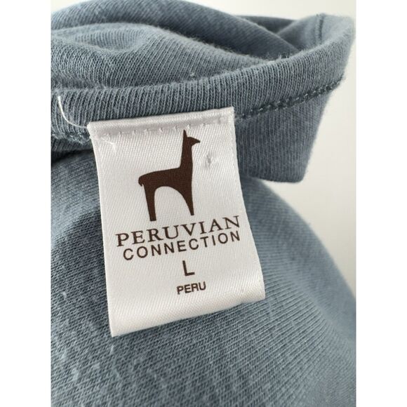 PERUVIAN CONNECTION Layering Tee Soft Large Cozy-long sleeve Delphinium - Picture 4 of 5